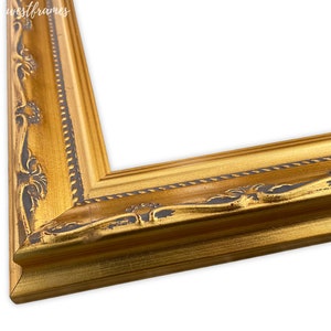 West Frames Camilla French Ornate Shabby Chic Antique Gold Patina Finish Wood Framed Wall Mirror