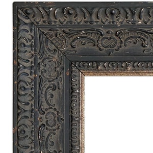 West Frames Parisienne French Ornate Embossed Wood Picture Frame Antique Black Patina Finish 3&quot; Wide