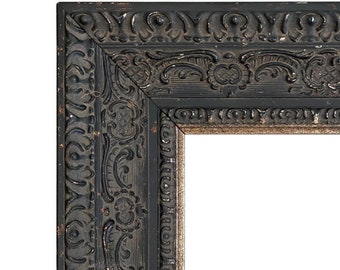 West Frames Parisienne French Ornate Embossed Wood Picture Frame Antique Black Patina Finish 3" Wide