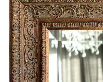 West Frames Parisienne French Ornate Wood Framed Wall Mirror Antique Gold Patina Finish