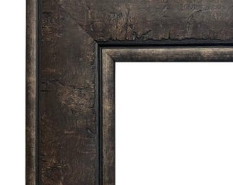 Rustic Distressed Dark Charcoal Brown Wall Picture Frame, Canvas Art Photo Frame 3" Wide, Custom Size Available, West Frames Marcello Frame