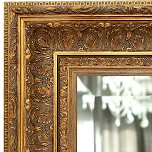 West Frames Elegance French Ornate Embossed Antique Gold Wood Framed Wall Mirror
