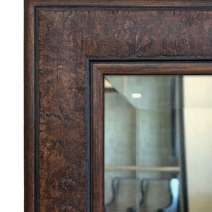 West Frames Marcello Rustic Framed Wall Mounted Mirror Walnut Brown 3" Wide