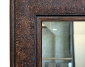 West Frames Marcello Rustic Framed Wall Mounted Mirror Walnut Brown 3" Wide