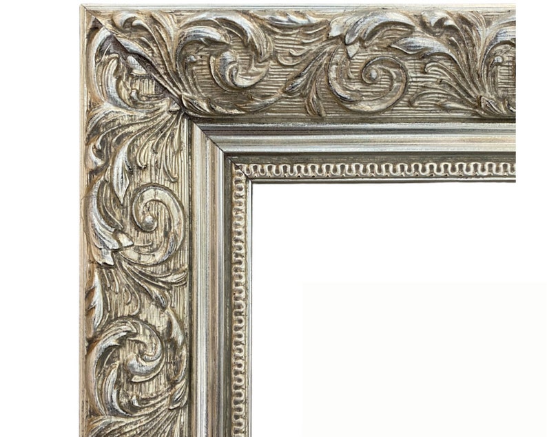 West Frames Bella French Ornate Embossed Wood Wall Picture Frame Antique Silver Gold 2.5 Wide