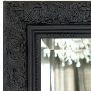 West Frames Bella Vintage Black French Ornate Embossed Framed Wall Mirror