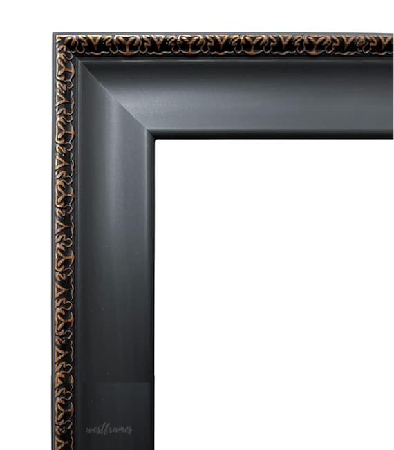 Black Ornate Picture Frame with Antique Copper Detail, Vintage Traditional Wall Art Photo Frame, Elegant Frame, West Frames Pierre