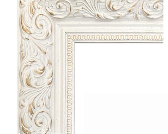 West Frames Bella French Ornate Embossed Antique White Wood Wall Picture Frame 2.5" Wide