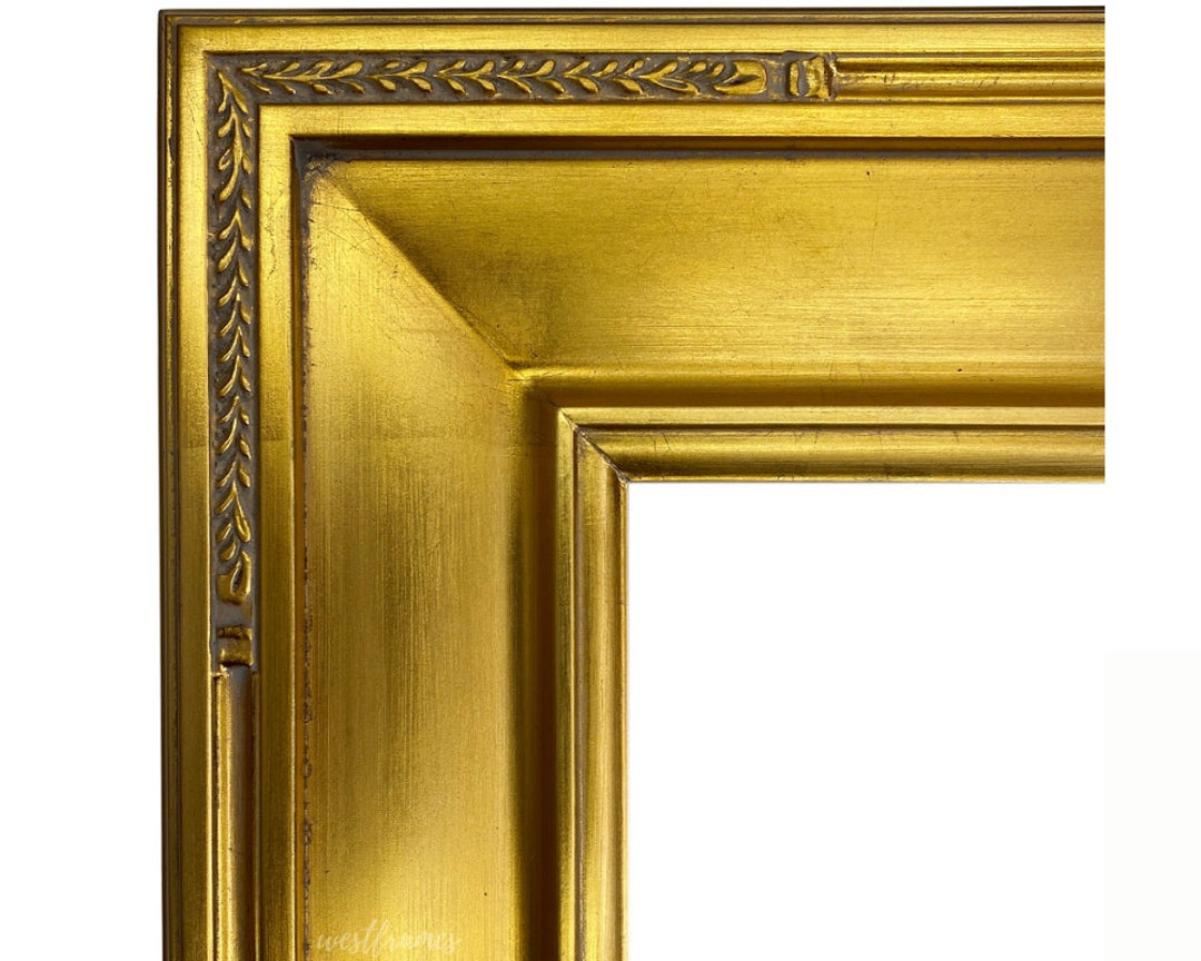 Antique Gold Leaf Ornate Museum Gallery Picture Frame, Canvas Painting