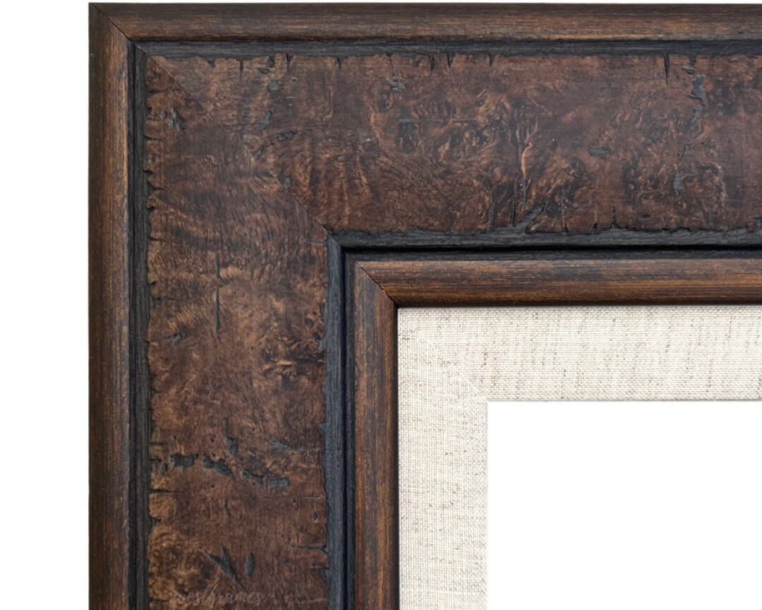 Weathered Rustic Picture Frame w/Linen Liner for 8x10 Canvas~Oil