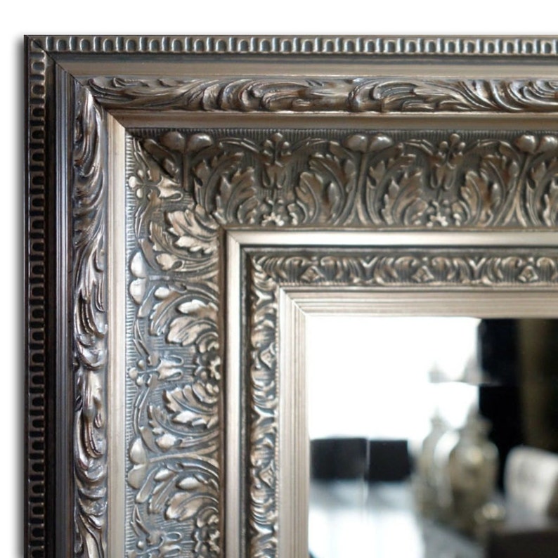 West Frames Elegance Ornate Embossed Antique Silver Gold Framed Wood Wall Mirror