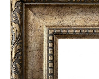 Ornate Antique Silver Gold Picture Frame, Canvas Painting Art Frame 4.375" Wide, Custom Frames For Wall Art, West Frames Georgina Frame