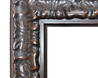 Isabella Vintage Walnut Brown Baroque Wood Picture Frame: Ornate Embossed Floral Design