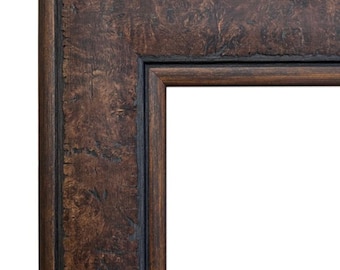 Rustic Distressed Walnut Brown Wall Picture Frame, Canvas Art Photo Frame 3" Wide, Custom Size Available, West Frames Marcello Frame