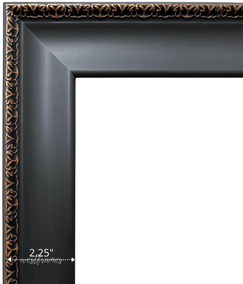Black Ornate Gold Wall Picture Frame, Canvas Art Photo Museum Gallery Frame 2.25" Wide, Custom Frames For Wall Art, West Frames Pierre Frame