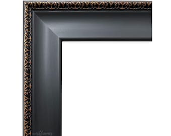 Vintage Black Picture Frame, Ornate Gold Detail, Gallery Wall Art