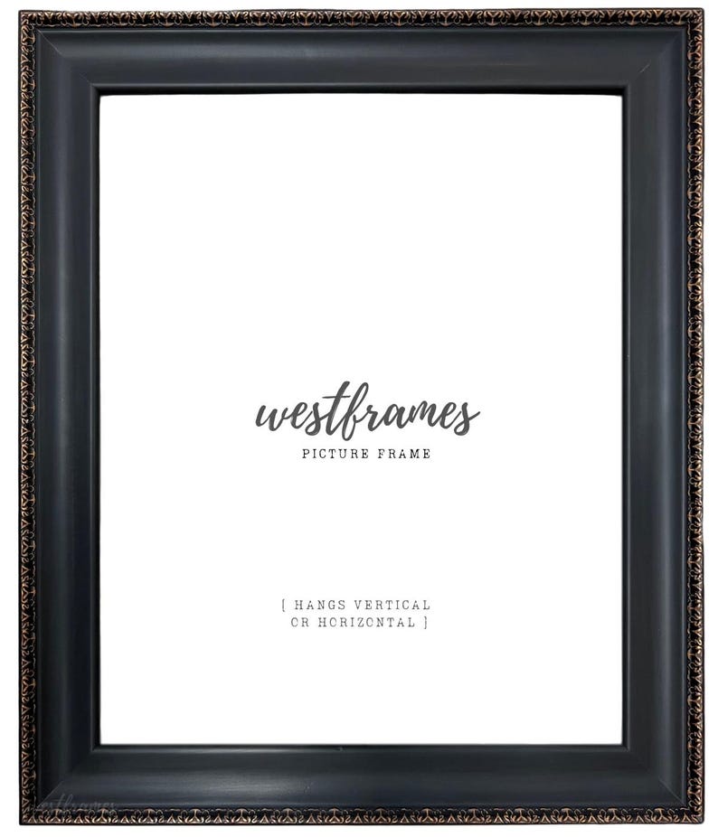 Black Ornate Gold Wall Picture Frame, Canvas Art Photo Museum Gallery Frame 2.25" Wide, Custom Frames For Wall Art, West Frames Pierre Frame