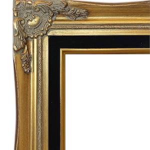 West Frames Daisy Antique Gold Leaf Wood French Baroque Picture Frame With Black Velveteen Liner 3", Canvas Art Photo Portrait Gallery Frame