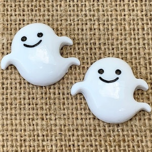 3 | 10 Ghost Resin Cabochons | Halloween Embellishments | 22x25mm