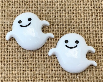 3 | 10 Ghost Resin Cabochons | Halloween Embellishments | 22x25mm