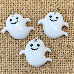 3 | 10 Ghost Resin Charms | Halloween Jewelry | 22x25mm