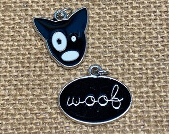 2 / Dijes para perros / Dijes de esmalte de perro y cachorro / Joyería para collares