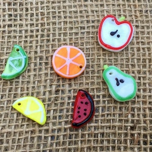 1 | Fruit Beads | Fused Glass | Oranges | Apples | Limes | Lemons | Pears | Watermelons | 20-26mm