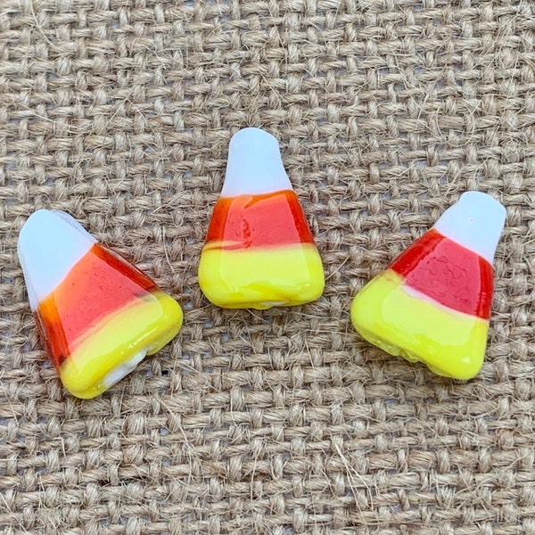 5 Halloween Candy Corn Beads | Verticle Hole | Halloween Jewelry | Halloween beads | 10x15x5mm