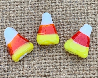 5 | Candy Corn Glass Beads | Halloween Jewelry Making | Autumn Crafts | 10x15mm