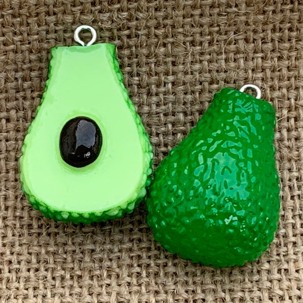 1 | 2 | 5 Avocado Charms | Resin | Food Jewelry | 20x30mm
