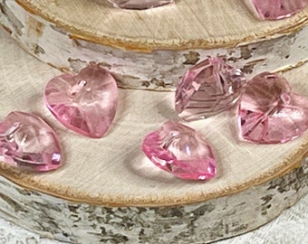 5 | Roze kristallen hartkralen | Gefacetteerd glas | 14 x 14 mm