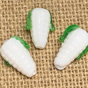 3 | 5 | 10 White Corn on the Cob Beads |  Lampwork Glass Beads  | 10x15mm