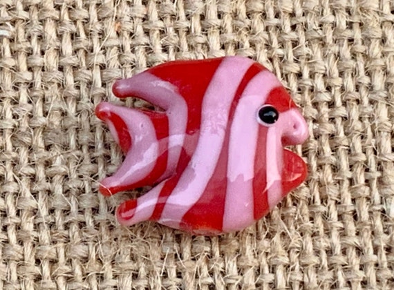 3 Red & Pink Fish Beads Tropical Lampwork Beads Fish Jewelry 18x18x8 -   Canada