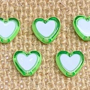 25 | 50 | 100 | Lime Green Heart &#39;n Heart Beads | Acrylic Beads | 8mm