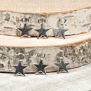 5 | 10 | 25 Little Star Charms | Antique Silver Tone | Patriotic Crafts | 8x11