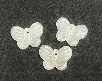 5 | Frosted White Butterfly Beads | Butterfly Jewelry Beads | 14x20mm