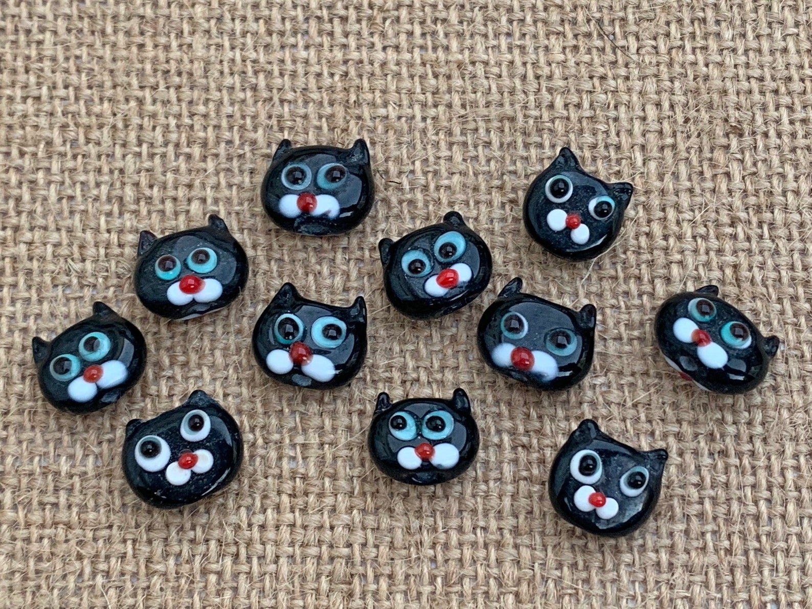 1 3 5 Black Cat Head Beads Lampwork Glass Halloween Etsy UK