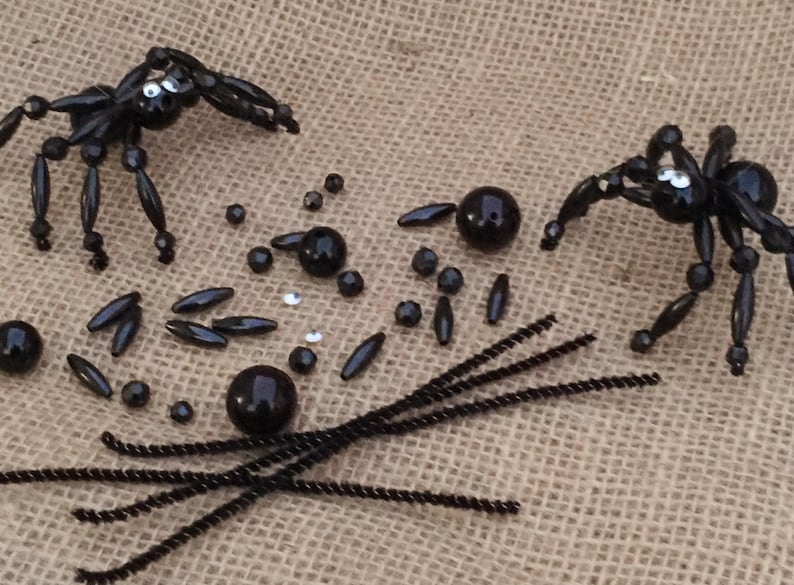 Black Beaded Spider Ornaments | Halloween Crafts | Party Favors | DIY Kits (2"x 3") image 8
