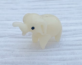 1 | 4 White Elephant Beads | Lampwork Glass | Elephant Jewelry Beads | 18x28x11mm