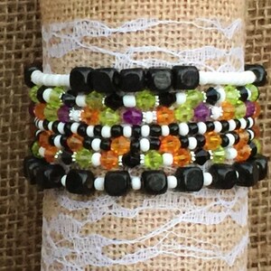 Halloween Beaded Bracelets | Stackable Bracelets | Bead KITS or READY MADE
