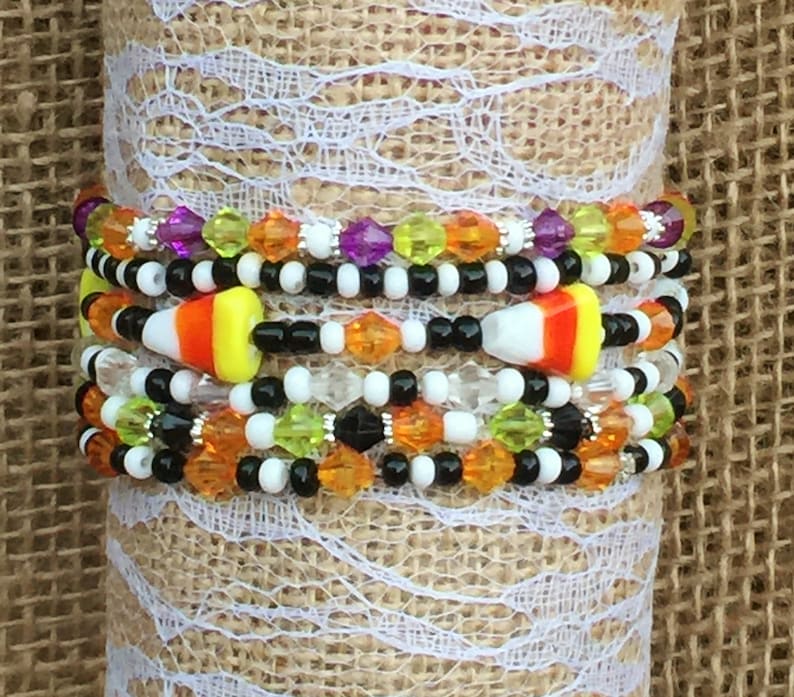 1 Candy Corn Bracelet Beaded Halloween Jewelry Bead KITS Etsy