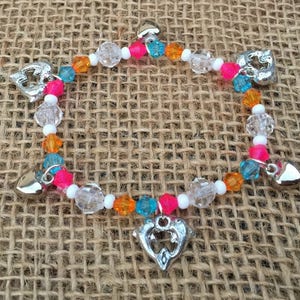 Dolphin Love Beaded Charm Bracelet | Party Favor | Kids jewelry | Bead KIT or HANDMADE Bracelet