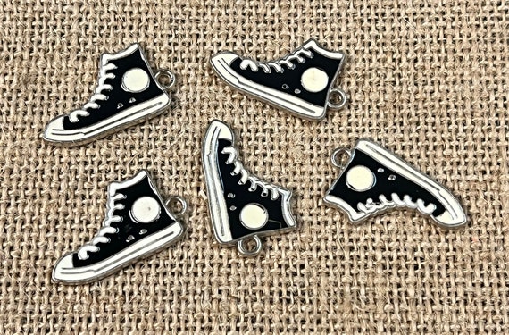 3 5 Enamel Black White Converse Hi Top Charms Novelty Charms 27x15mm Etsy