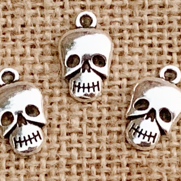 3 | 10 Skull Charm | Halloween Earrings | Pirate Jewelry | 10x16mm