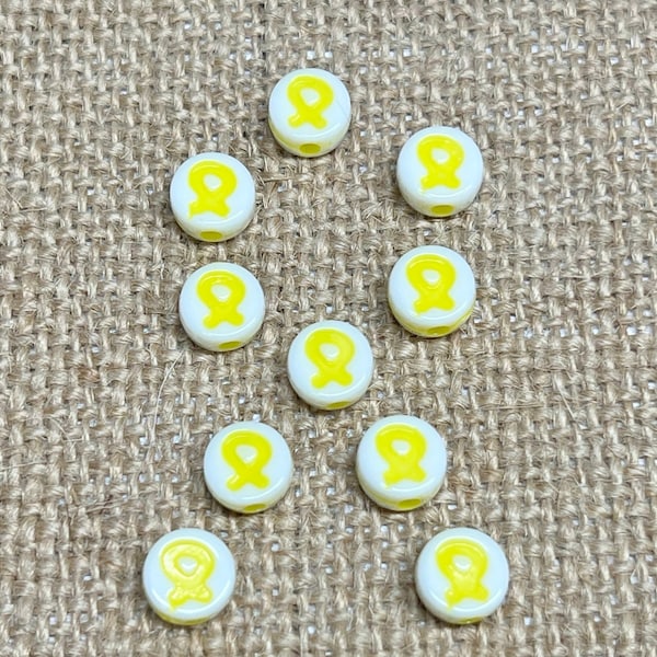 Mini Yellow Awareness Ribbon Beads | Acrylic | Awareness Jewelry | Vertical Hole | 8x4mm