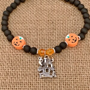 Jack O Lantern Haunted House Charm Bracelets | Beaded Halloween Jewelry | Bead KITS or HANDMADE