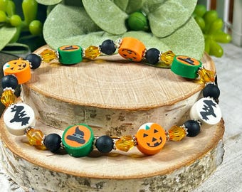 1 | Halloween Clay Beaded Bracelets | Halloween Jewelry | Bead KITS or HANDMADE Gifts