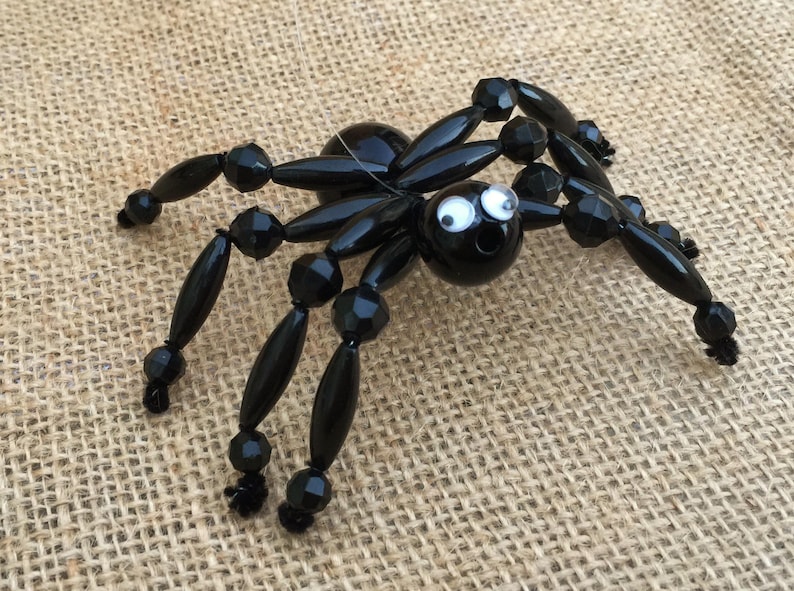 Black Beaded Spider Ornaments | Halloween Crafts | Party Favors | DIY Kits (2"x 3") image 3