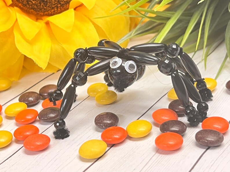 Black Beaded Spider Ornaments | Halloween Crafts | Party Favors | DIY Kits (2"x 3") image 2