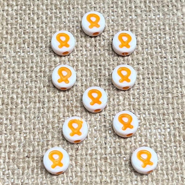 20 | 50 Mini Orange Awareness Ribbon Beads | Acrylic | Awareness Jewelry | Vertical Hole | 8x4mm